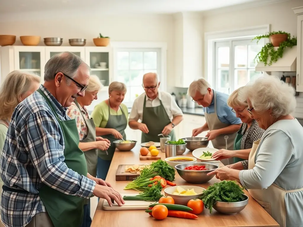 An image depicting a life skills workshop where participants are learning practical skills such as cooking, budgeting, or using public transportation.