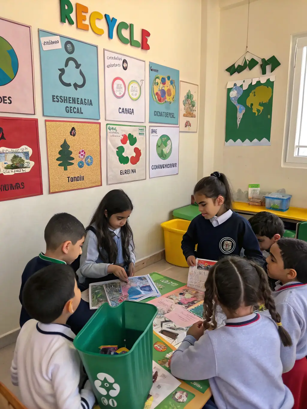 An educational workshop where ADELE members are teaching children about recycling and waste reduction.